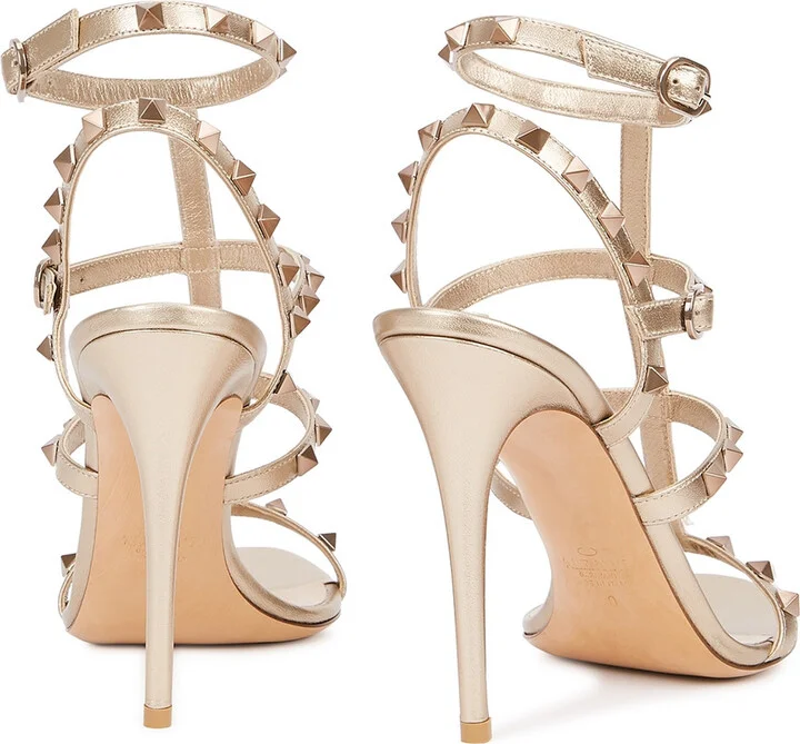 Valentino Garavani Rockstud 105 Metallic Leather Sandals - Image 3