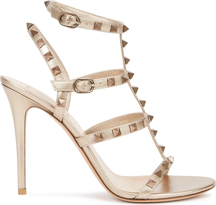 Valentino Garavani Rockstud 105 Metallic Leather Sandals