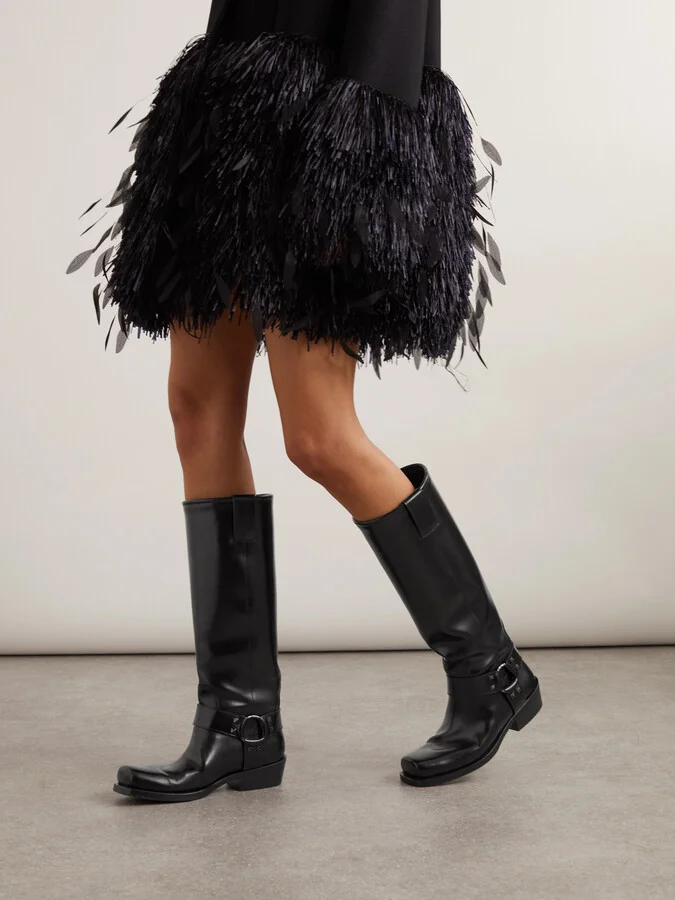 Valentino Garavani - Rockstud 40 Leather Knee Boots - Black - Image 2