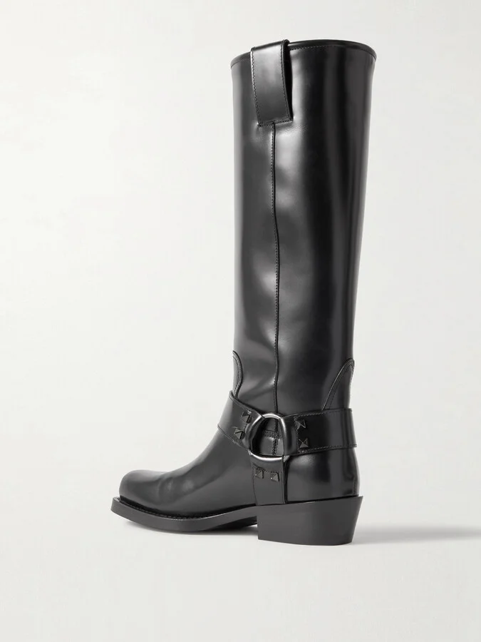 Valentino Garavani - Rockstud 40 Leather Knee Boots - Black - Image 3