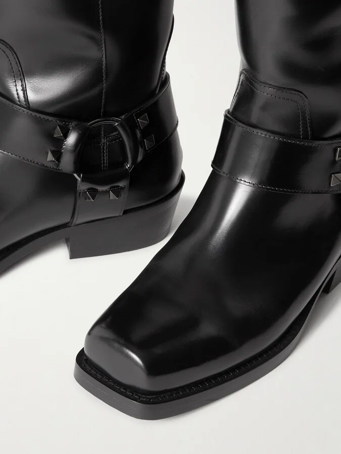 Valentino Garavani - Rockstud 40 Leather Knee Boots - Black - Image 4