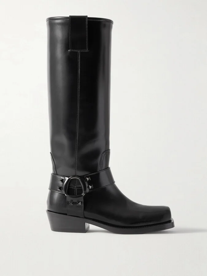 Valentino Garavani - Rockstud 40 Leather Knee Boots - Black