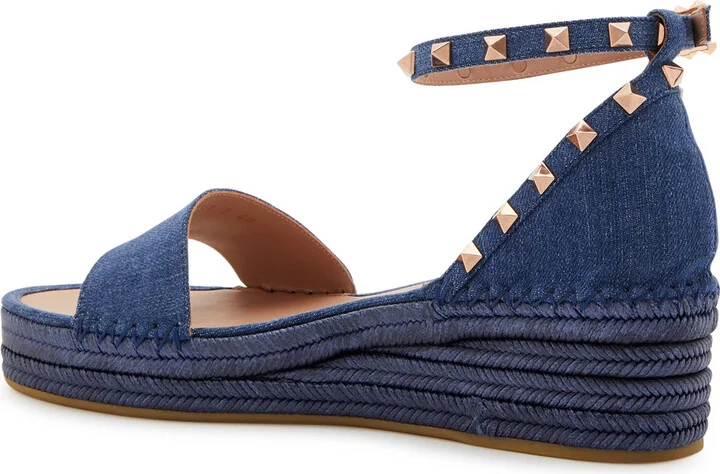 Valentino Garavani Rockstud 50 Denim Wedge Espadrilles - Image 2