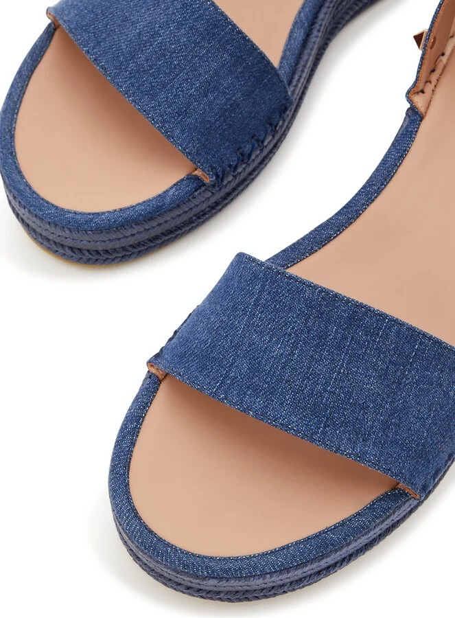 Valentino Garavani Rockstud 50 Denim Wedge Espadrilles - Image 3