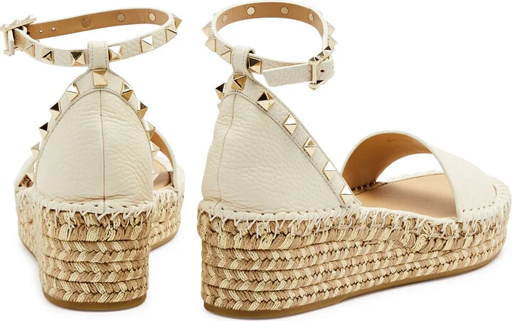Valentino Garavani Rockstud 50 Leather Wedge Espadrilles - Image 3