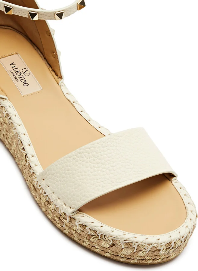 Valentino Garavani Rockstud 50 Leather Wedge Espadrilles - Image 4