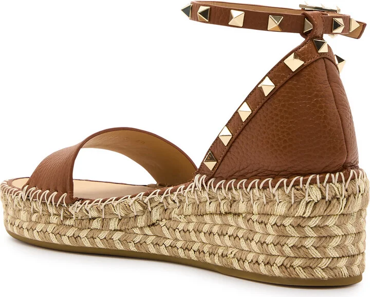 Valentino Garavani Rockstud 50 Leather Wedge Espadrilles - Image 7