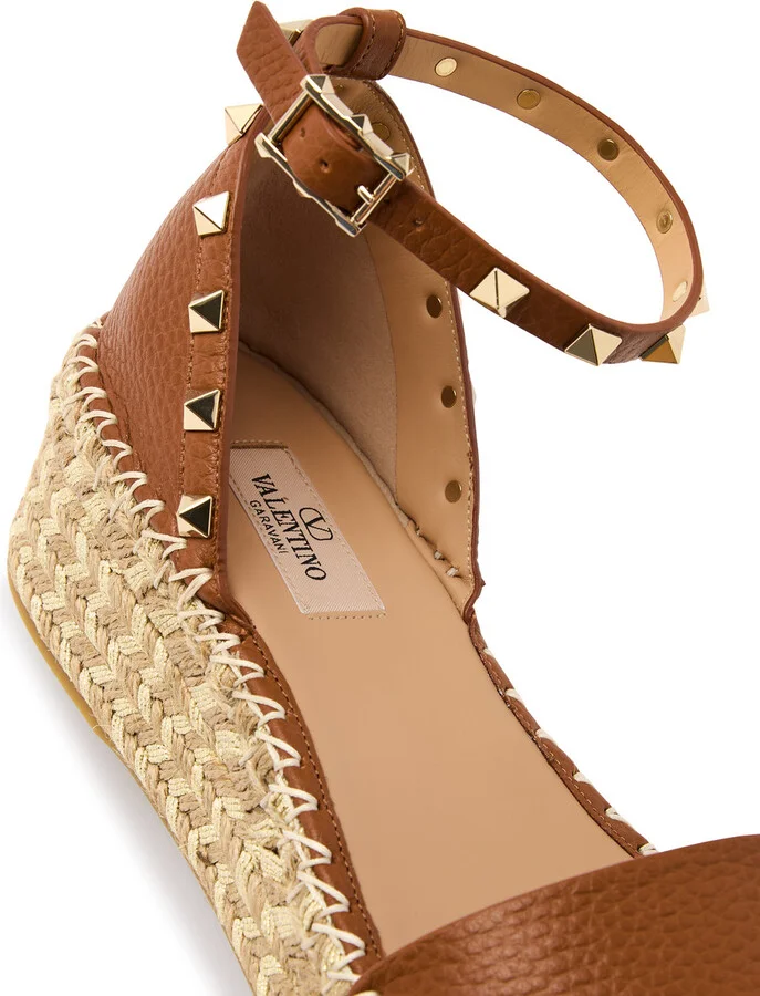 Valentino Garavani Rockstud 50 Leather Wedge Espadrilles - Image 9