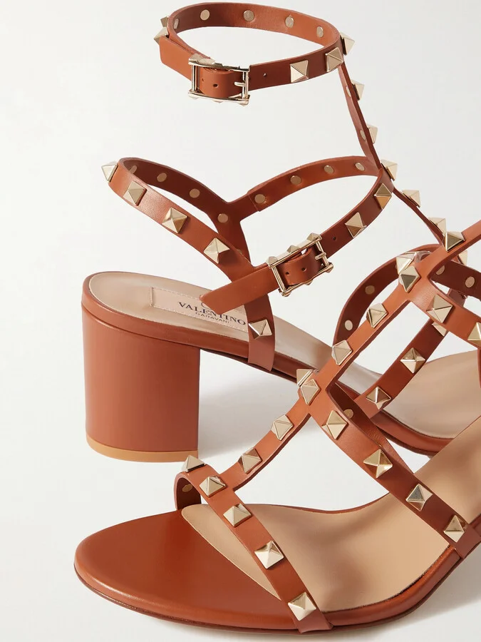 Valentino Garavani - Rockstud 55 Leather Sandals - Brown - Image 4