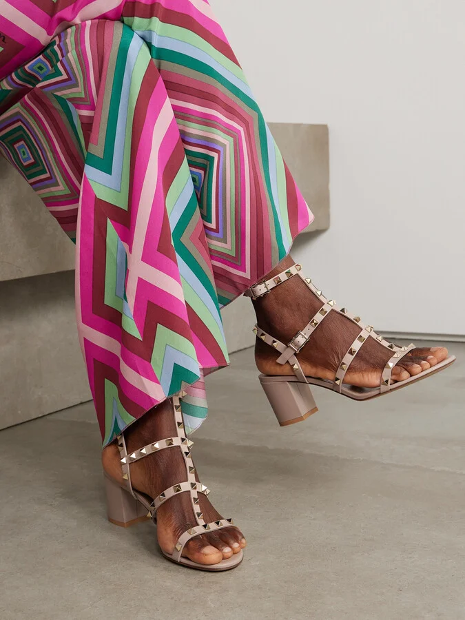 Valentino Garavani - Rockstud 55 Leather Sandals - Pink - Image 2