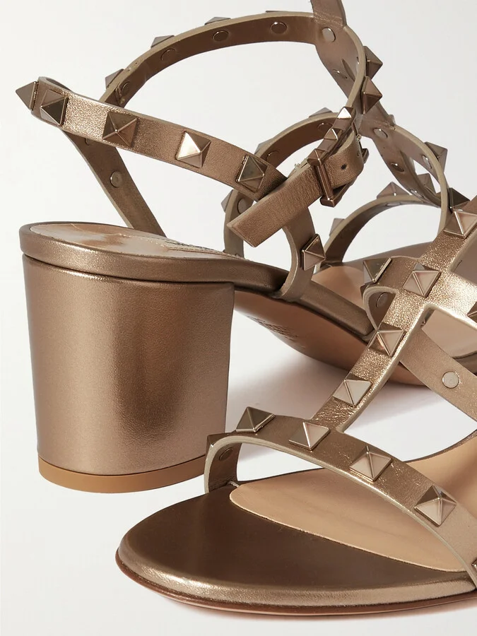 Valentino Garavani - Rockstud 60 Leather Sandals - Gold - Image 4