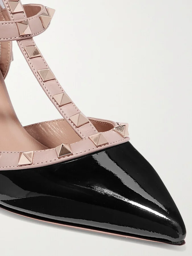 Valentino Garavani - Rockstud 65 Patent-leather Pumps - Black - Image 4