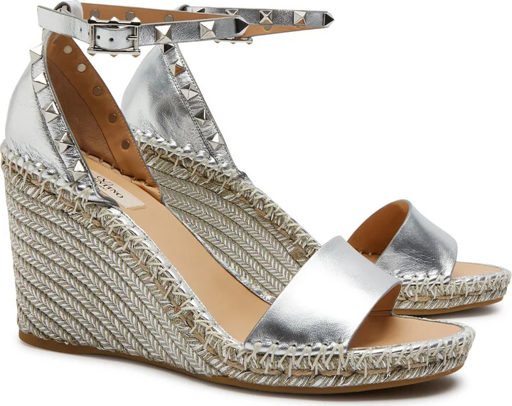 Valentino Garavani Rockstud 95 Leather Wedge Espadrilles - Image 2