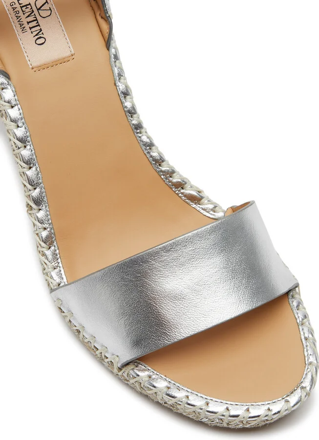 Valentino Garavani Rockstud 95 Leather Wedge Espadrilles - Image 4