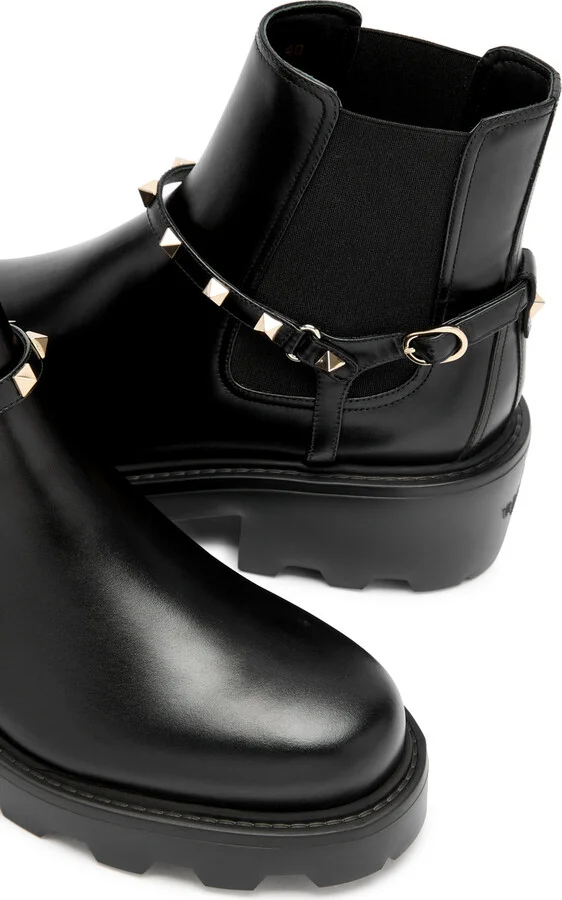 Valentino Garavani Rockstud Beatle Leather Ankle Boot - Image 3