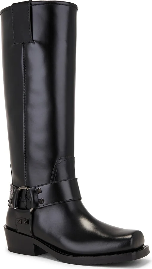 Valentino Garavani Rockstud Biker Boot in Black - Image 2