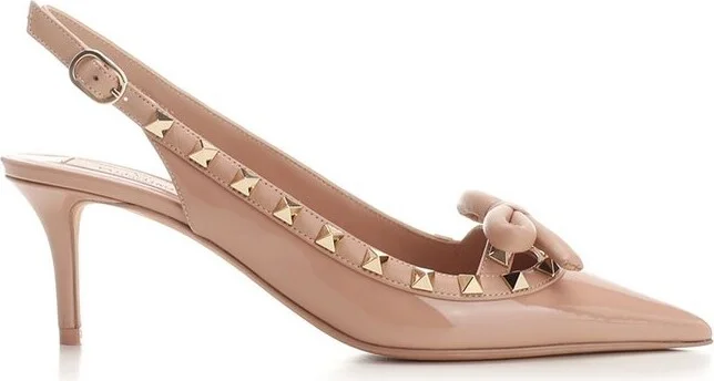 Valentino Garavani Rockstud Bow Detailed Pointed Toe Pumps