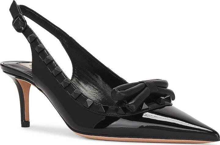 Valentino Garavani Rockstud Bow Sling Back Pump in Black - Image 2