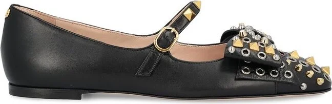 Valentino Garavani Rockstud Bowow Slip-On Ballerina Shoes