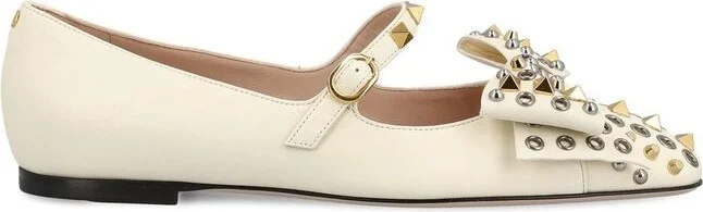 Valentino Garavani Rockstud Bowow Slip-On Ballerina Shoes