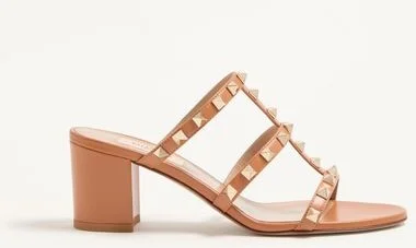 Valentino Garavani Rockstud Calfskin Leather Slide Sandal 60 Mm