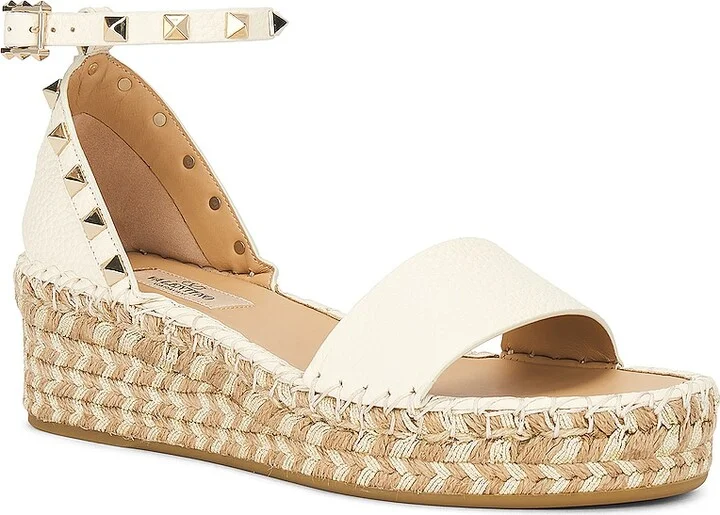 Valentino Garavani Rockstud Espadrille Sandal in Ivory - Image 2