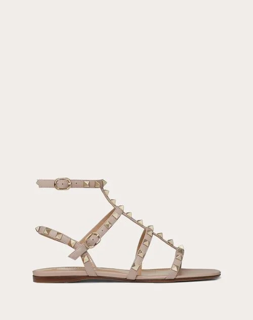 Valentino Garavani Rockstud Flat Calfskin Sandal With Straps