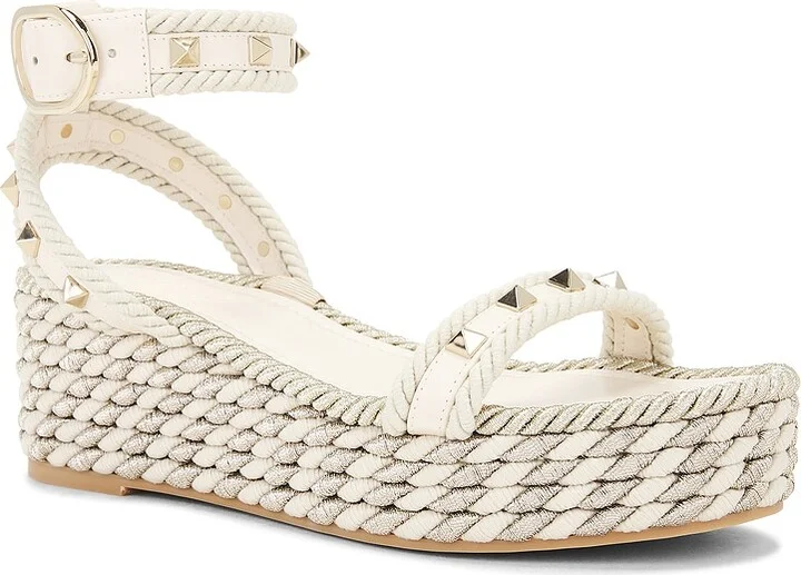 Valentino Garavani Rockstud Flatform Espadrillas in Ivory - Image 2