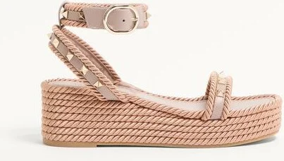 Valentino Garavani Rockstud Flatform Sandal In Calfskin 45Mm