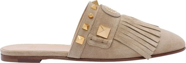 Valentino Garavani Rockstud Fringed Mules
