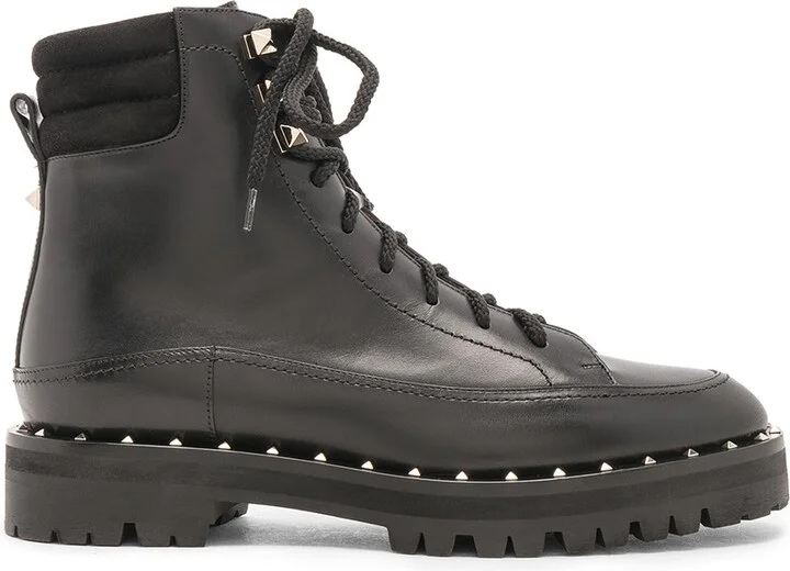 Valentino Garavani Rockstud Hiking Boots in Black
