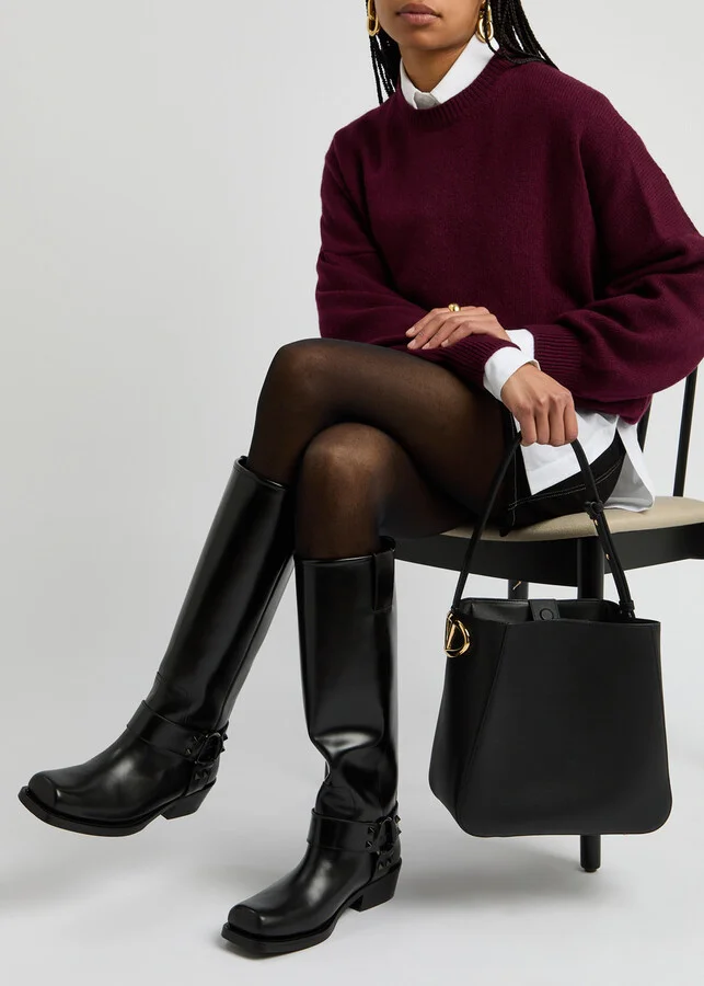 Valentino Garavani Rockstud Knee-high Leather Boots - Image 5