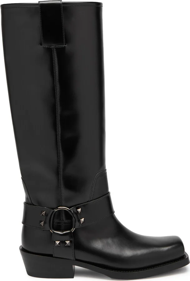Valentino Garavani Rockstud Knee-high Leather Boots
