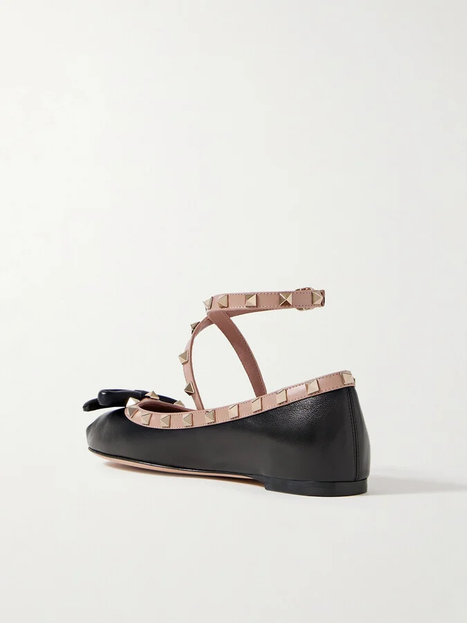 Valentino Garavani - Rockstud Leather Ballet Flats - Black - Image 3