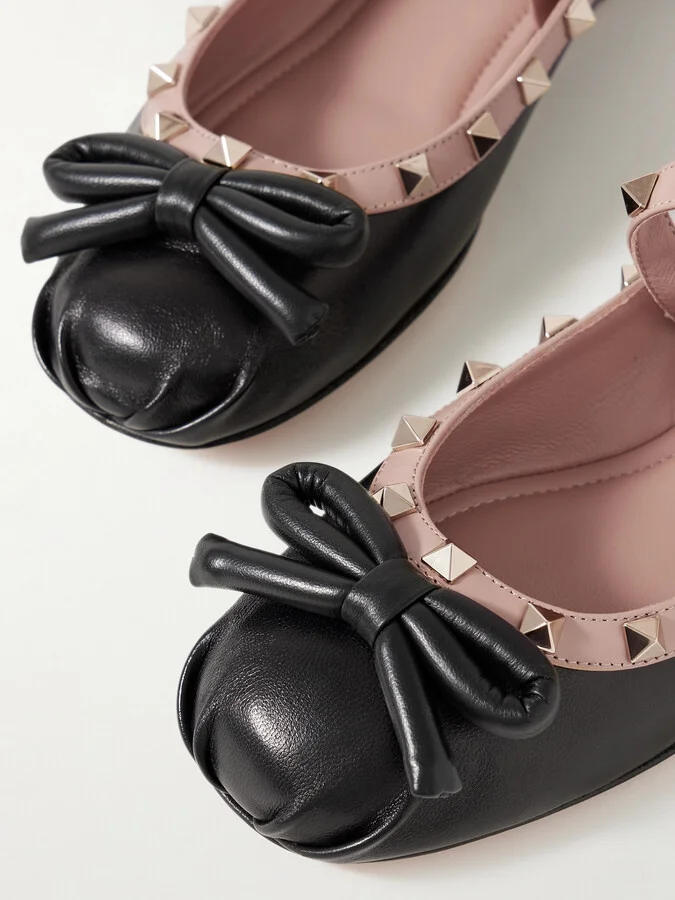 Valentino Garavani - Rockstud Leather Ballet Flats - Black - Image 4