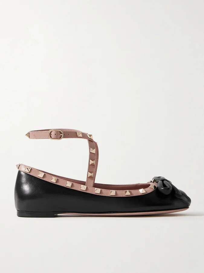 Valentino Garavani - Rockstud Leather Ballet Flats - Black