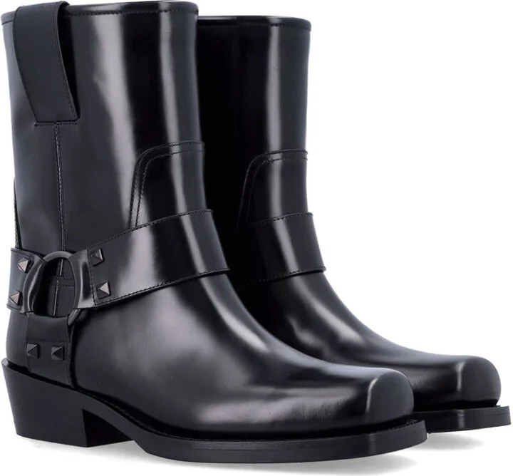 Valentino Garavani Rockstud Leather Biker Ankle Boots - Image 2