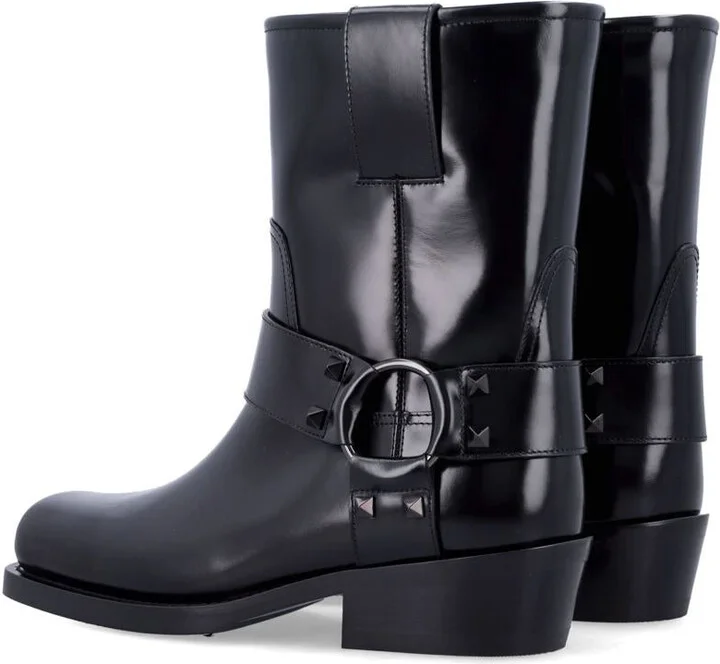 Valentino Garavani Rockstud Leather Biker Ankle Boots - Image 4