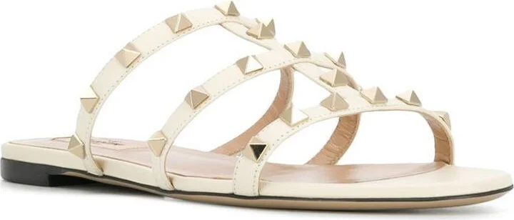 Valentino Garavani Rockstud Leather Flat Sandals - Image 2