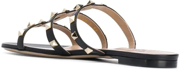 Valentino Garavani Rockstud Leather Flat Sandals - Image 3
