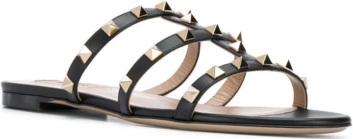 Valentino Garavani Rockstud Leather Flat Sandals - Image 2