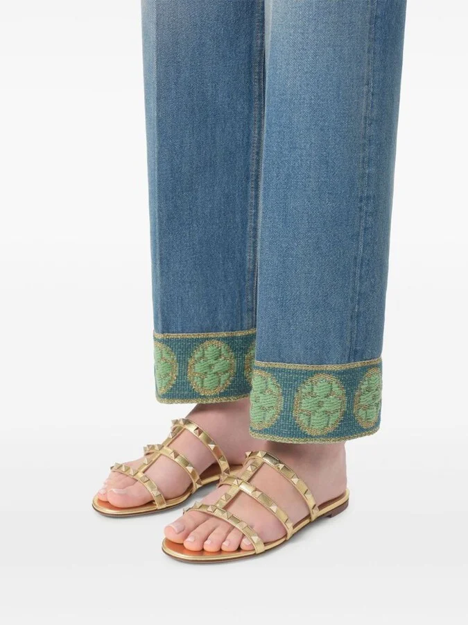 Valentino Garavani Rockstud Leather Flat Sandals - Image 2