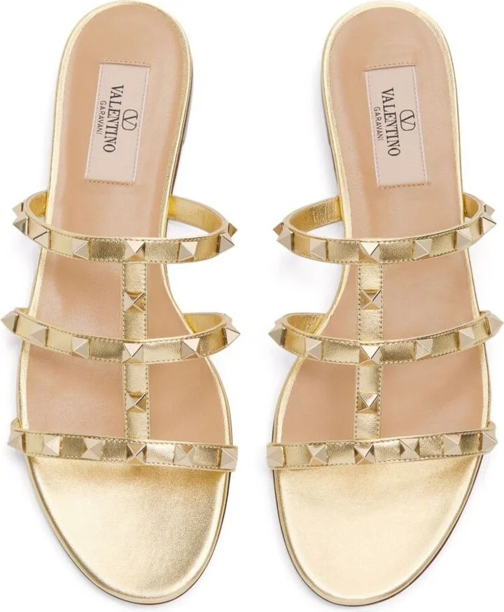 Valentino Garavani Rockstud Leather Flat Sandals - Image 5