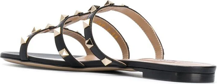Valentino Garavani Rockstud Leather Flat Sandals - Image 3