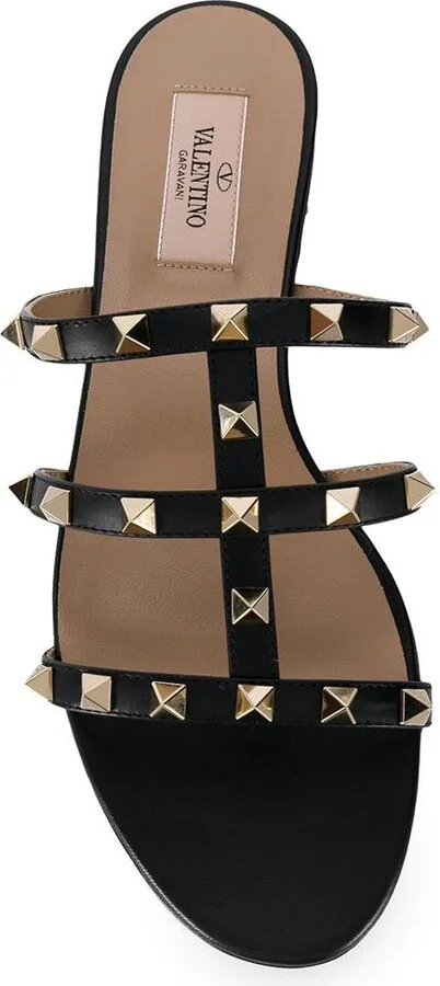 Valentino Garavani Rockstud Leather Flat Sandals - Image 4