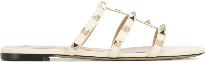 Valentino Garavani Rockstud Leather Flat Sandals