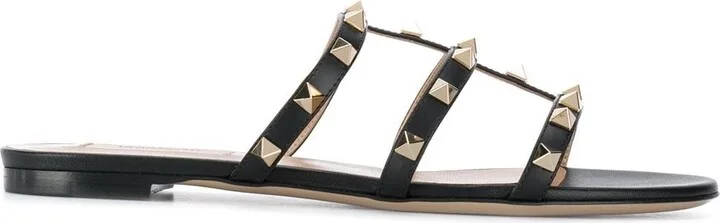 Valentino Garavani Rockstud Leather Flat Sandals