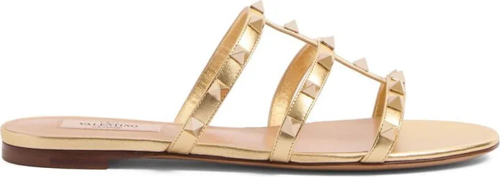 Valentino Garavani Rockstud Leather Flat Sandals