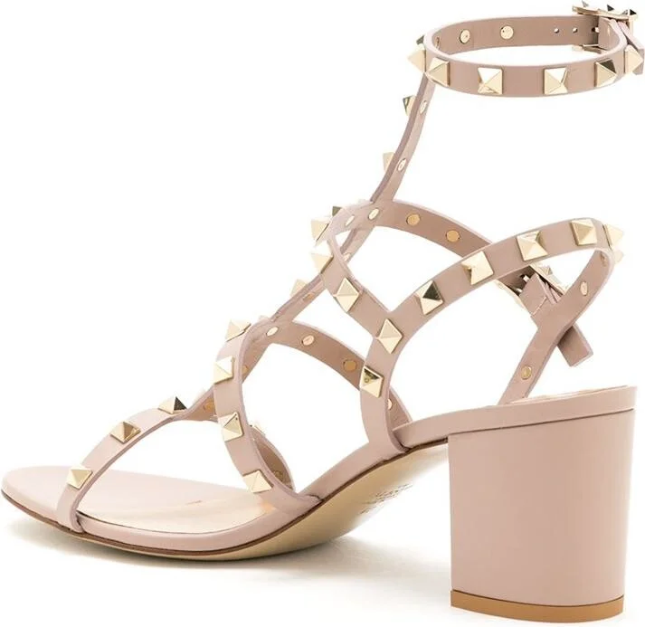 Valentino Garavani Rockstud Leather Heel Sandals - Image 3