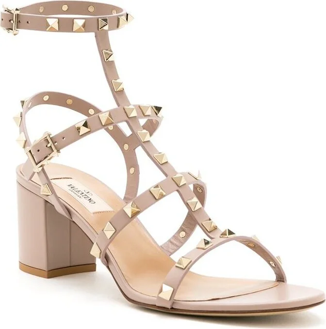 Valentino Garavani Rockstud Leather Heel Sandals - Image 4